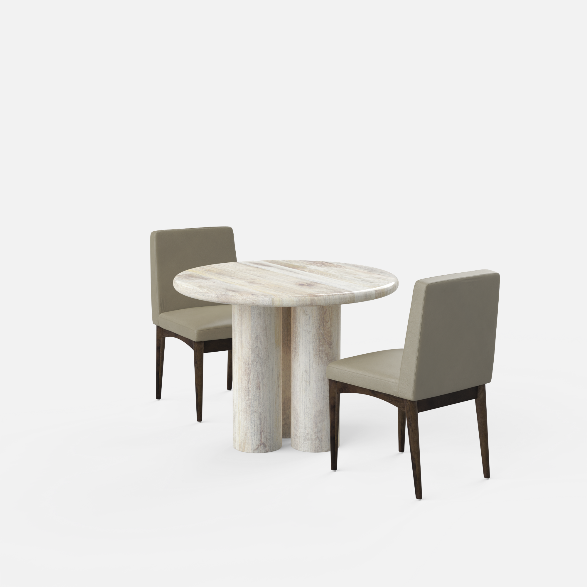 Amor-Lidia Dining Table Set - 2 Seater - Table (100 cm Dia x 76 cm) + 2 Lidia Chairs - Mango Table + Sheesham Seating