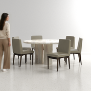 Amor-Lidia Dining Table Set - 6 Seater - Table (150 cm Dia x 76 cm) + 6 Lidia Chairs - Mango Table + Sheesham Seating