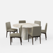 Amor-Lidia Dining Table Set - 6 Seater - Table (150 cm Dia x 76 cm) + 6 Lidia Chairs - Mango Table + Sheesham Seating