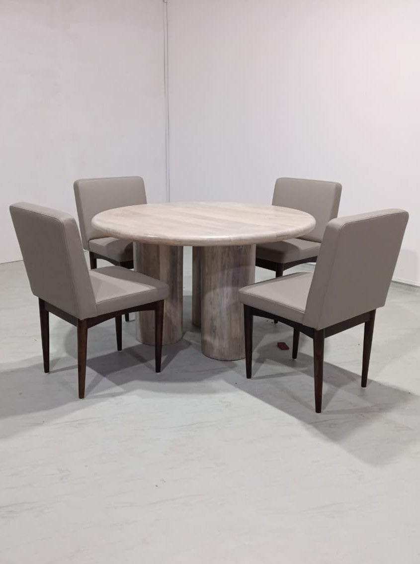 Amor-Lidia Dining Set - 130 cm Diameter - 4 Seater