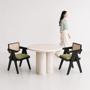 Amor-Pierre Dining Table Set - 2 Seater - Table (100 cm Dia x 76 cm) + 2 Pierre Chairs - Mango Table + Sheesham Seating