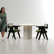 Amor-Pierre Dining Table Set - 2 Seater - Table (100 cm Dia x 76 cm) + 2 Pierre Chairs - Mango Table + Sheesham Seating