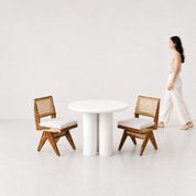 Amor-Jean Dining Table Set - 2 Seater - Table (100 cm Dia x 76 cm) + 2 Jean Chairs - Mango Table + Sheesham Seating