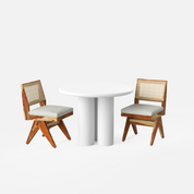 Amor-Jean Dining Table Set - 2 Seater - Table (100 cm Dia x 76 cm) + 2 Jean Chairs - Mango Table + Sheesham Seating