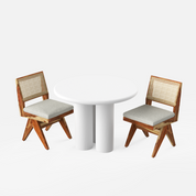 Amor-Jean Dining Table Set - 2 Seater - Table (100 cm Dia x 76 cm) + 2 Jean Chairs - Mango Table + Sheesham Seating
