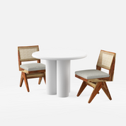 Amor-Jean Dining Table Set - 2 Seater - Table (100 cm Dia x 76 cm) + 2 Jean Chairs - Mango Table + Sheesham Seating