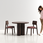 Amor-Stig Upholstered Dining Table Set - 2 Seater - Table (100 cm Dia x 76 cm) + 2 Stig Chairs - Mango