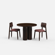 Amor-Stig Upholstered Dining Table Set - 2 Seater - Table (100 cm Dia x 76 cm) + 2 Stig Chairs - Mango