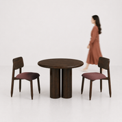 Amor-Stig Upholstered Dining Table Set - 2 Seater - Table (100 cm Dia x 76 cm) + 2 Stig Chairs - Mango