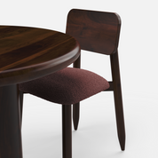 Amor-Stig Upholstered Dining Table Set - 6 Seater - Table (150 cm Dia x 76 cm) + 6 Stig Chairs - Mango
