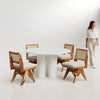 Amor-Jean Dining Table Set - 4 Seater - Table (130 cm Dia x 76 cm) + 4 Jean Chairs - Mango Table + Sheesham Seating