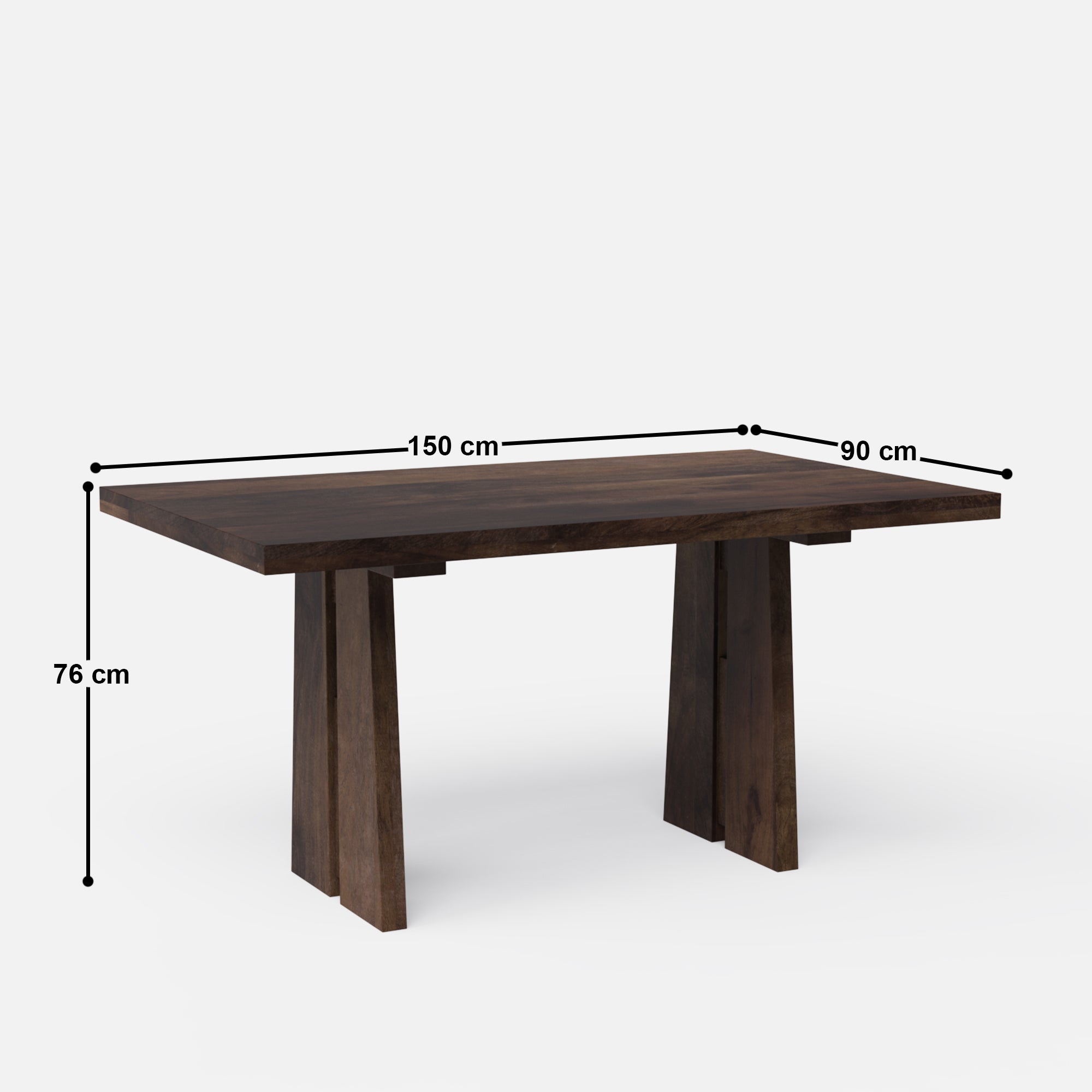 Ana Luxury Dining Table - 6 Seater - 150 cm x 90 cm x 76 cm H - Mango