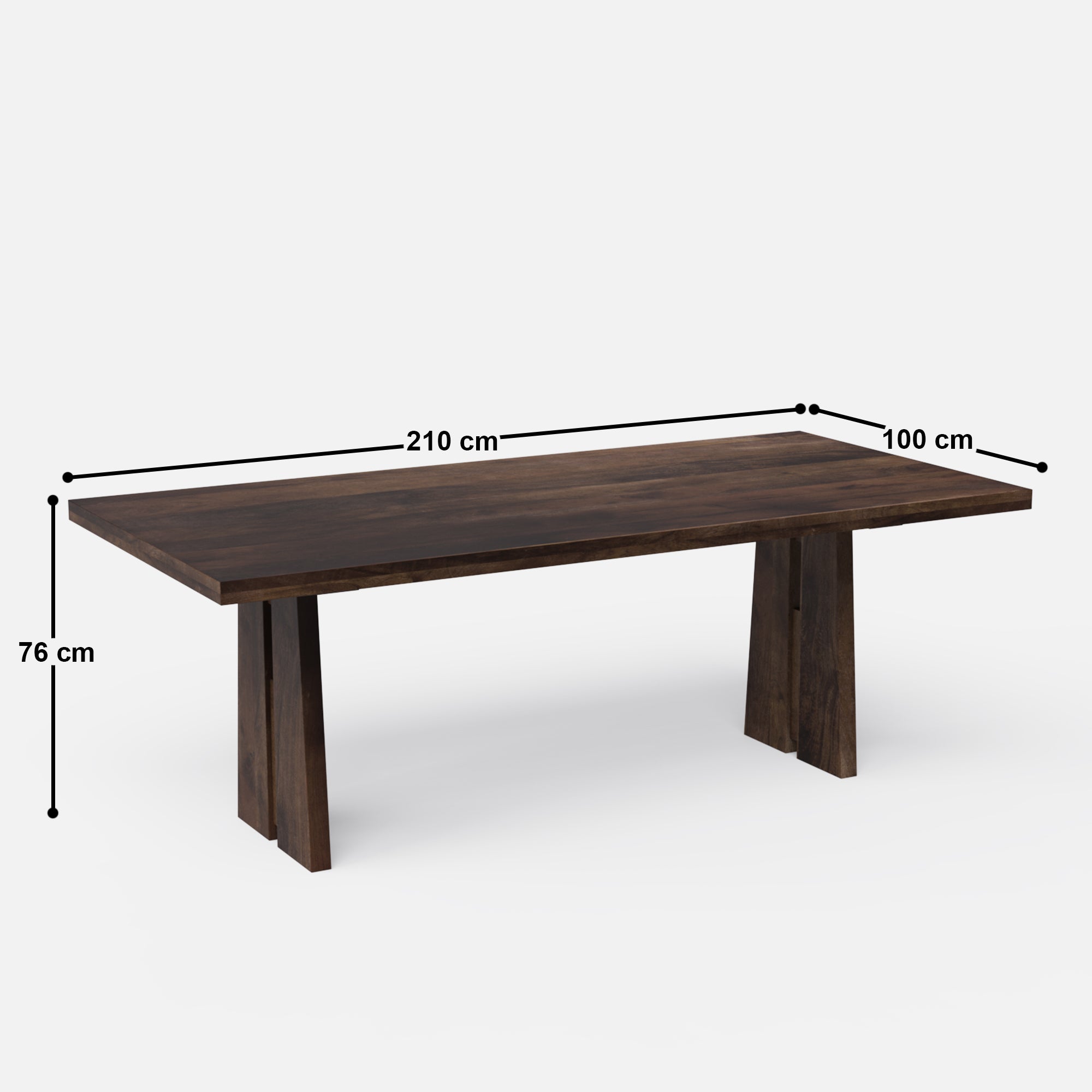 Ana Luxury Dining Table - 8 Seater - 210 cm x 100 cm x 76 cm H - Mango