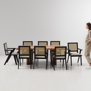 Antwerp-Flora Dining Table Set - 8 Seater - Table (210 cm x 100 cm x 76 cm) + 8 Flora Chairs - Sheesham