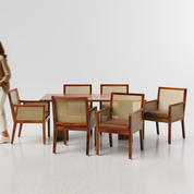 Antwerp-Kipling Dining Table Set - Large 6 Seater - Table (175 cm x 90 cm x 76 cm) + 6 Kipling Chairs - Sheesham