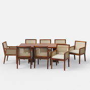 Antwerp-Kipling Dining Table Set - 8 Seater - Table (210 cm x 100 cm x 76 cm) + 8 Kipling Chairs - Sheesham