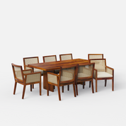 Antwerp-Kipling Dining Table Set - 8 Seater - Table (210 cm x 100 cm x 76 cm) + 8 Kipling Chairs - Sheesham