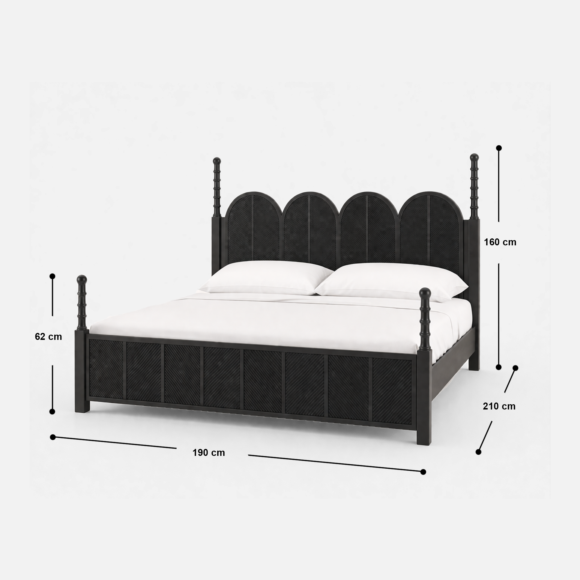 Archer Ebony King-Size Bed with Paneled Headboard and Footboard