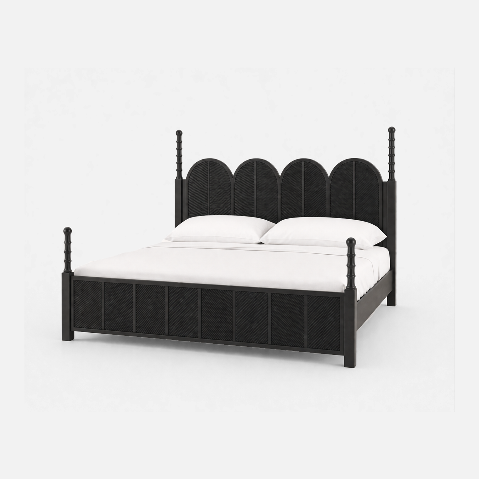 Archer Ebony King-Size Bed with Paneled Headboard and Footboard