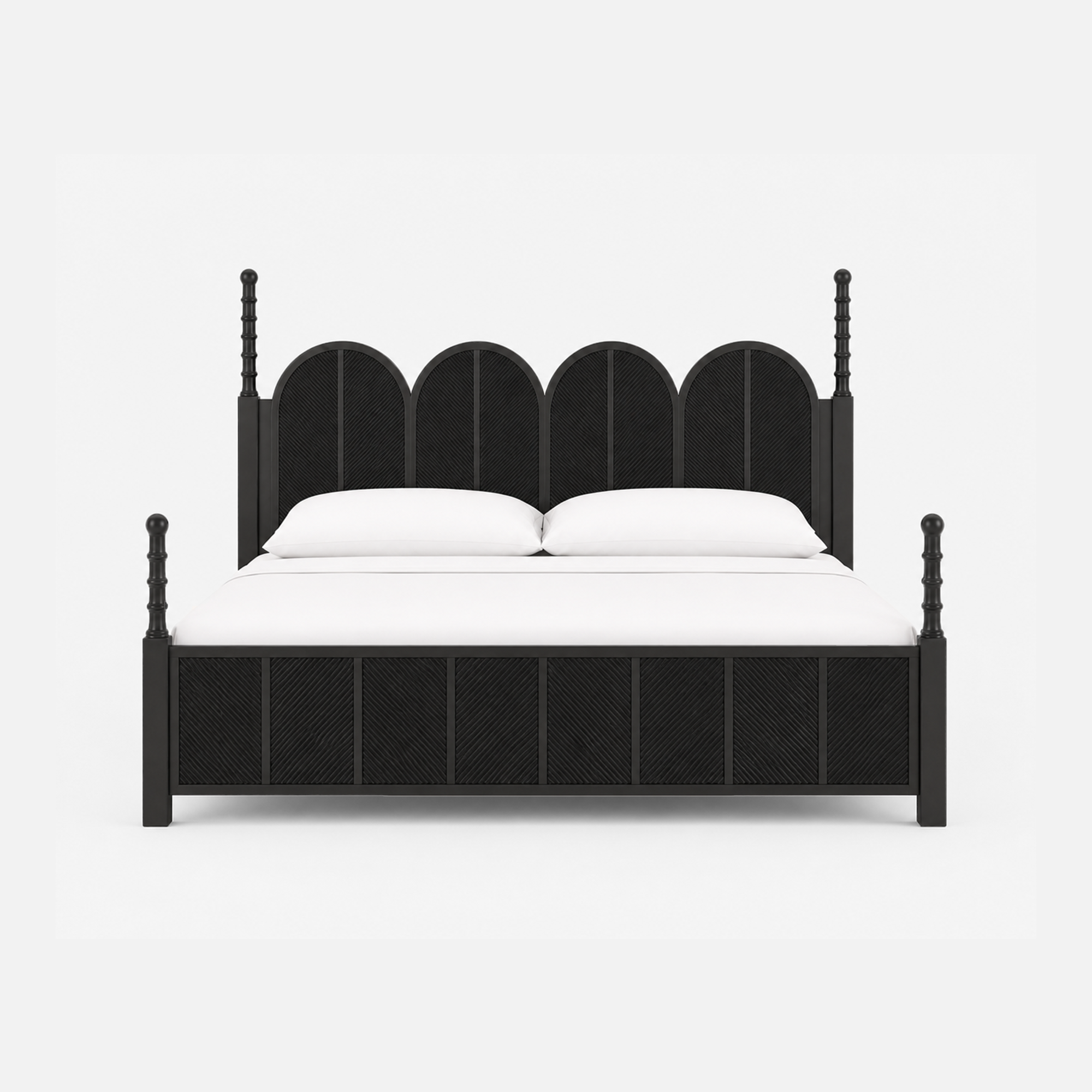 Archer Ebony King-Size Bed with Paneled Headboard and Footboard