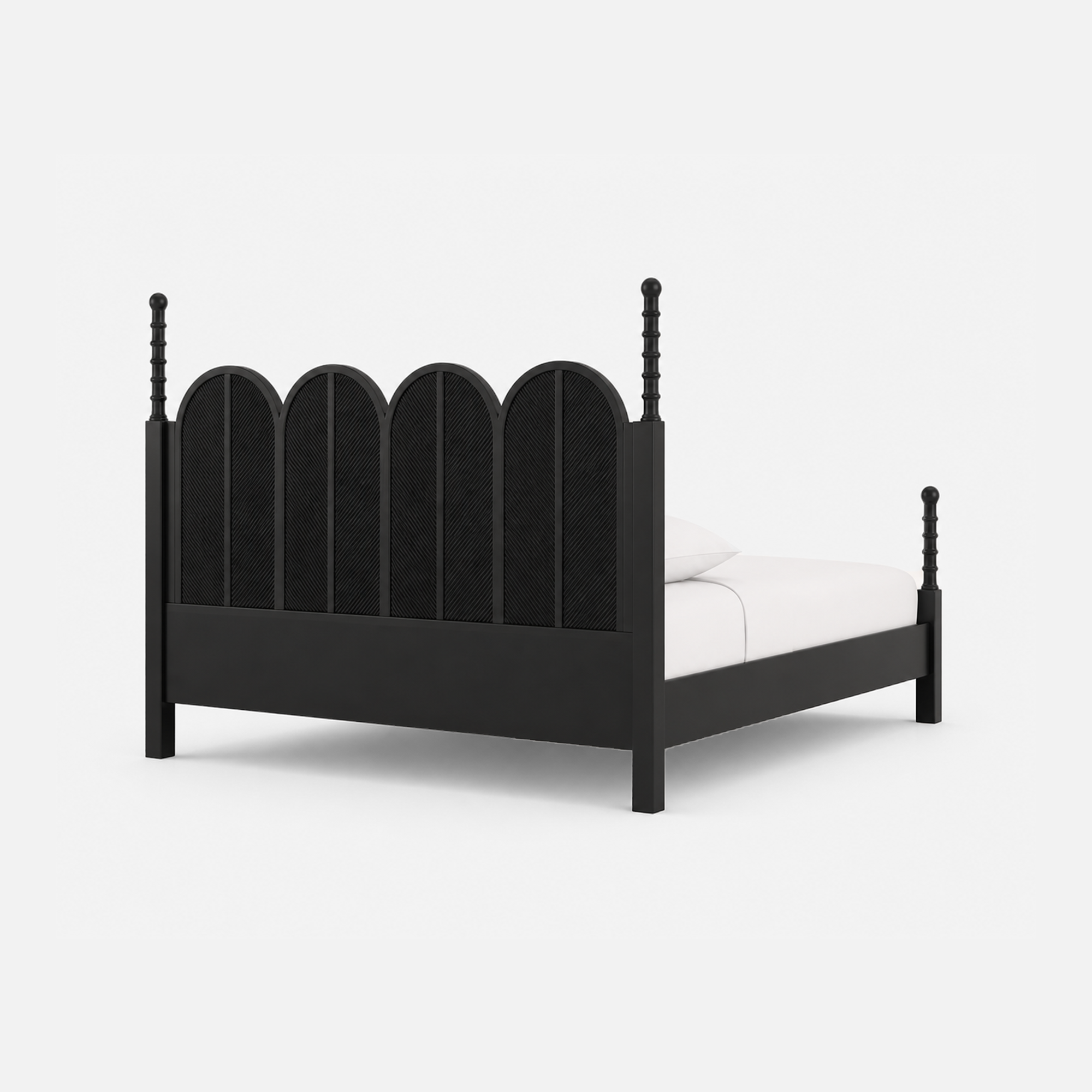 Archer Ebony King-Size Bed with Paneled Headboard and Footboard