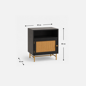 Arden Accent Storage Cabinet with Open Shelf and Cane Door