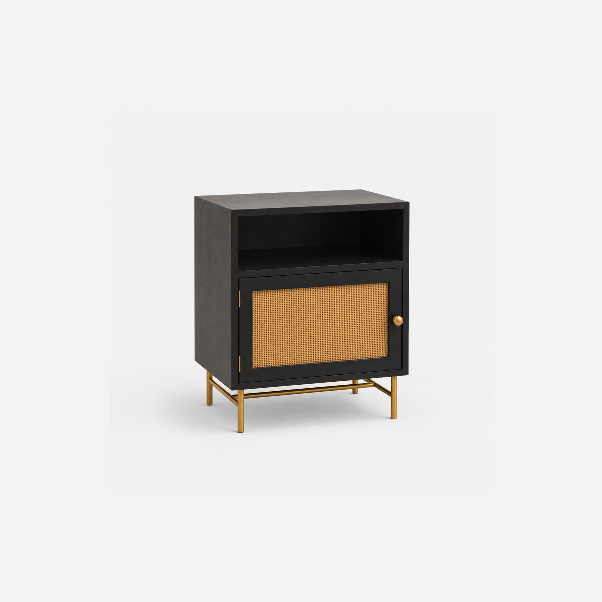 Arden Accent Storage Cabinet with Open Shelf and Cane Door