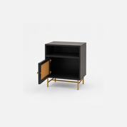 Arden Accent Storage Cabinet with Open Shelf and Cane Door