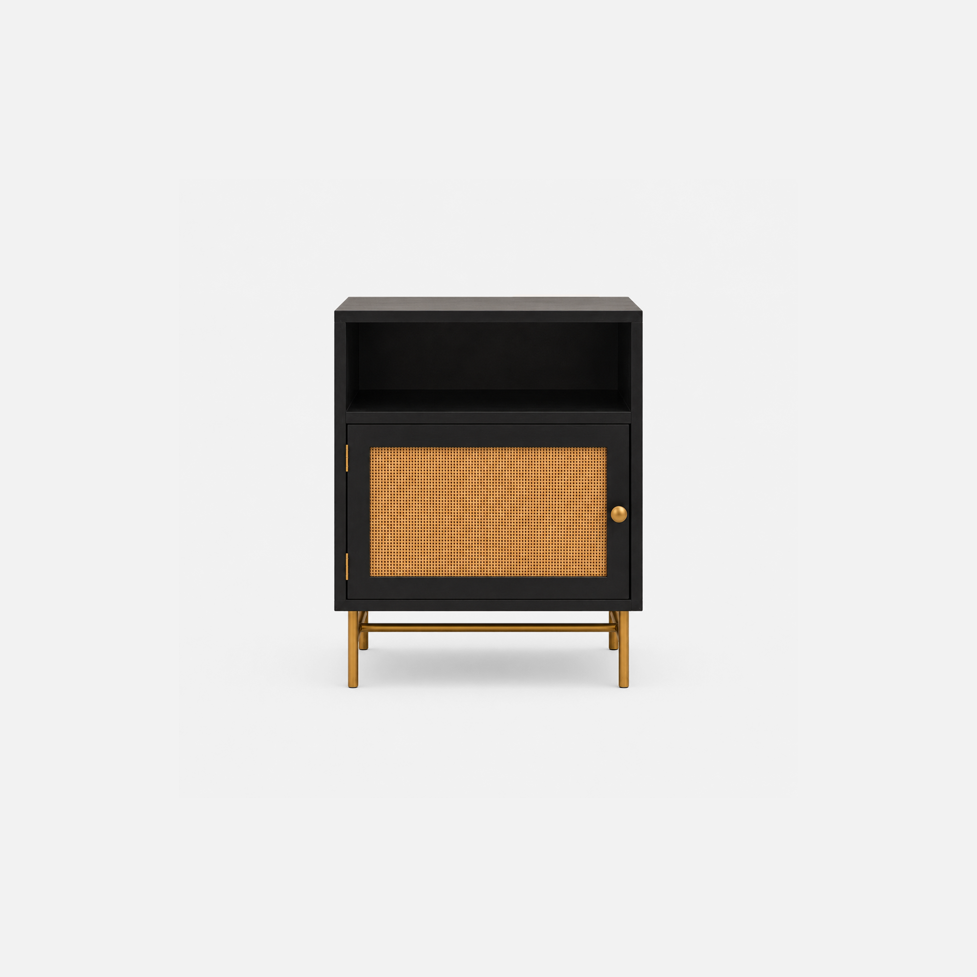 Arden Accent Storage Cabinet with Open Shelf and Cane Door