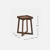 Armor Lattice Edge Accent Side Table in Dark Wood Finish