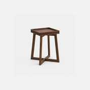 Armor Lattice Edge Accent Side Table in Dark Wood Finish