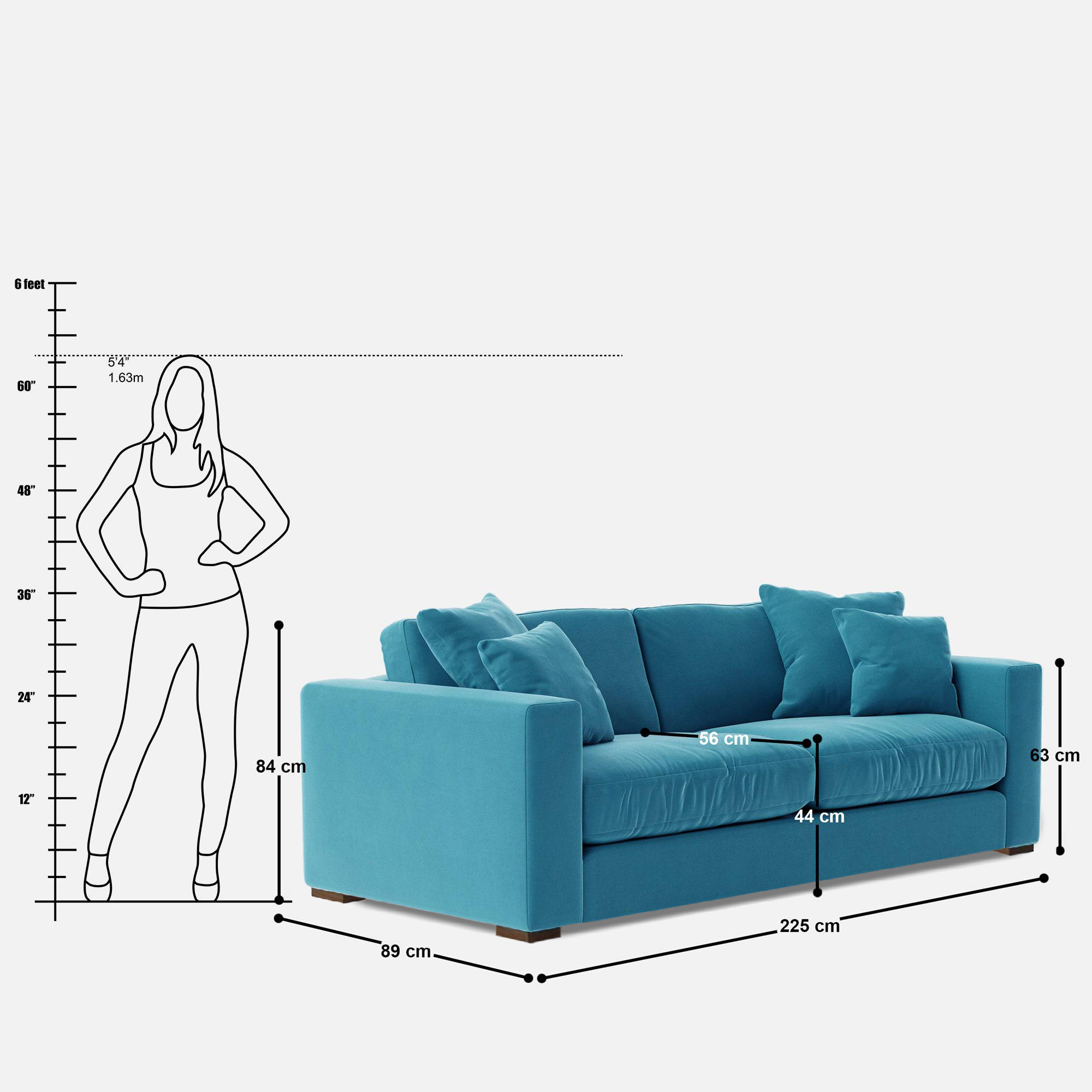 Atlanta Large 3.5 Seater Sofa - 88.5" - Crafts Mill Bespoke Furniture - Sofas & Accent Chairs