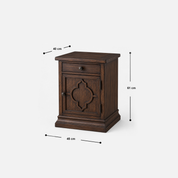 Avery Carved Wood Nightstand with Drawer and Cabinet