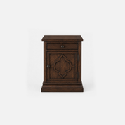 Avery Carved Wood Nightstand with Drawer and Cabinet