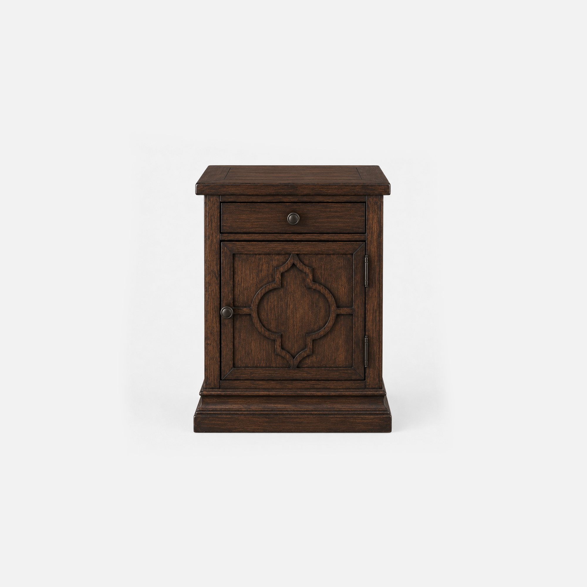 Avery Carved Wood Nightstand with Drawer and Cabinet