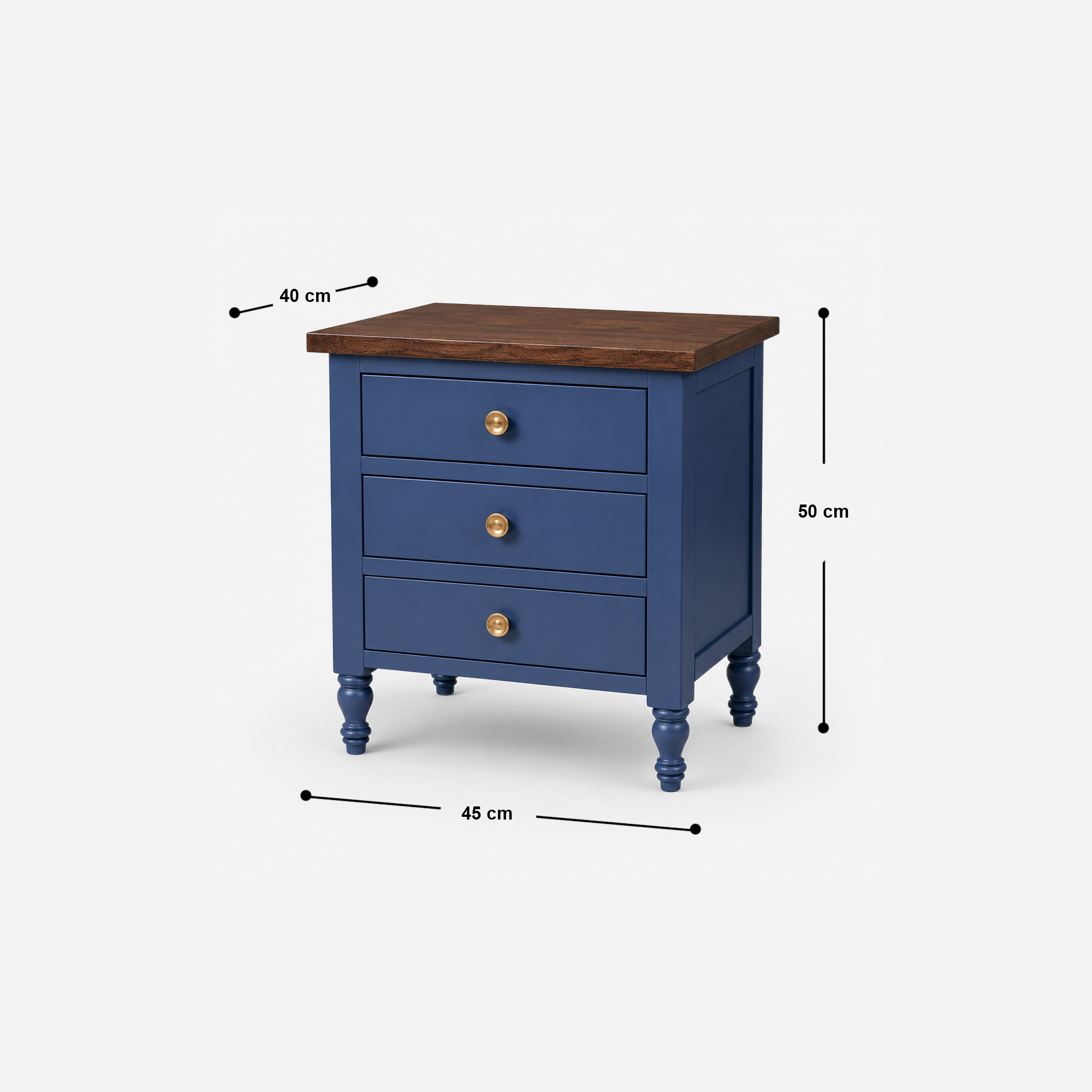 Bellamy Midnight Blue Nightstand with Walnut Polish Wood Top