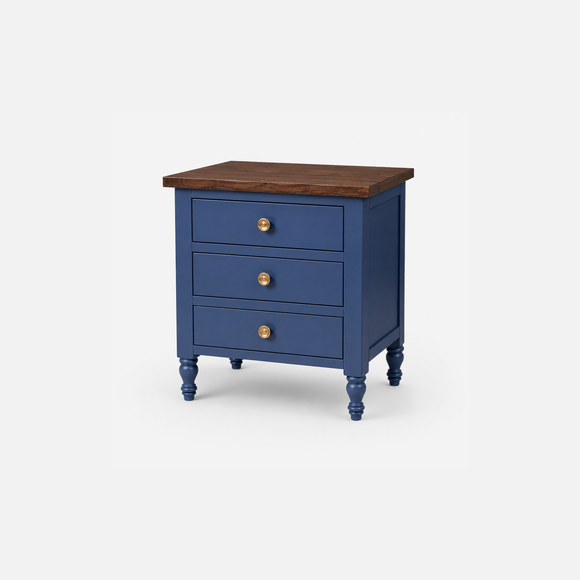 Bellamy Midnight Blue Nightstand with Walnut Polish Wood Top