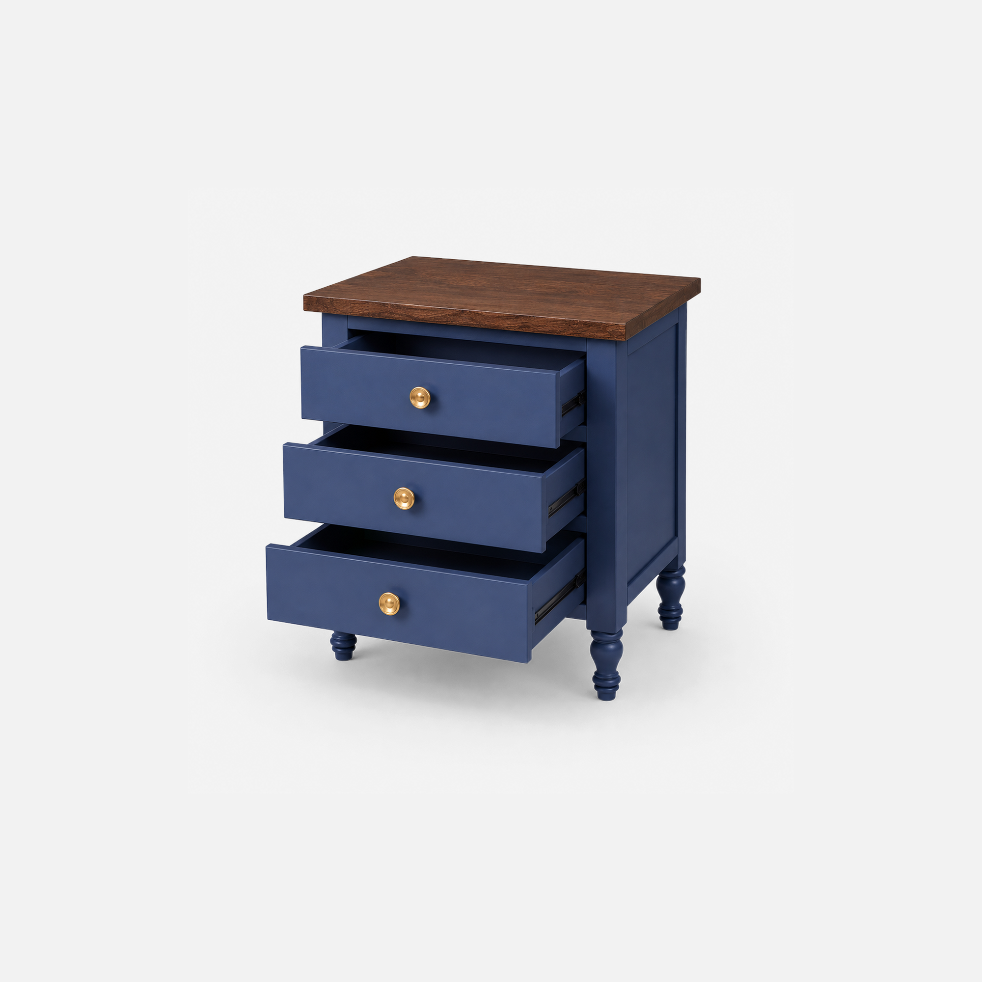 Bellamy Midnight Blue Nightstand with Walnut Polish Wood Top