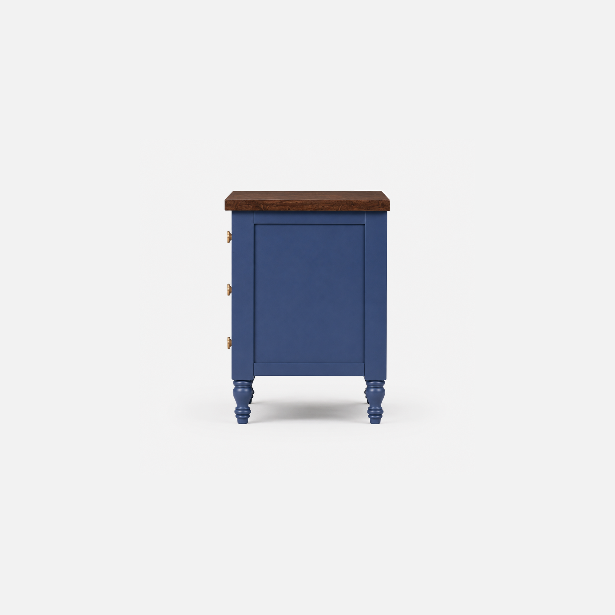 Bellamy Midnight Blue Nightstand with Walnut Polish Wood Top