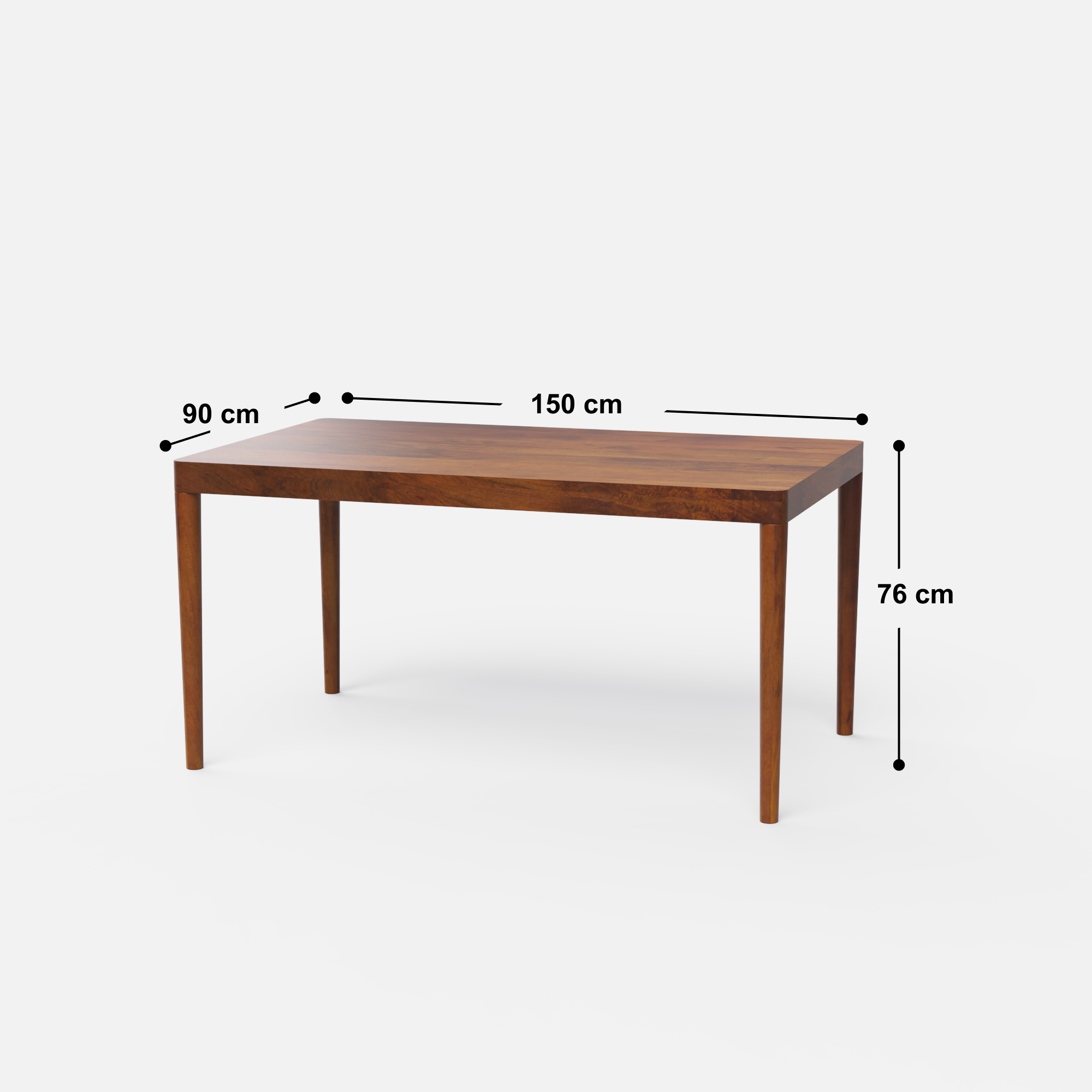 Bonne Luxury Dining Table - 6 Seater - 150 cm x 90 cm x 76 cm - Mango