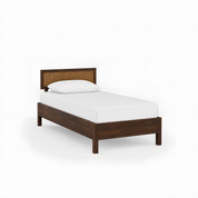 California Solid Wood Rattan Bed