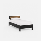 California Solid Wood Rattan Bed