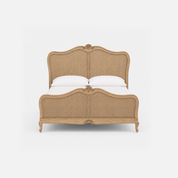 Carmen Elegant Rattan Detail Wooden Bed Frame with Curved Headboard and Footboard