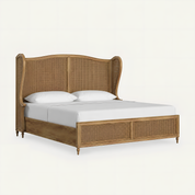Chantel Distressed White Rattan Cane Bed