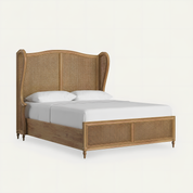 Chantel Distressed White Rattan Cane Bed