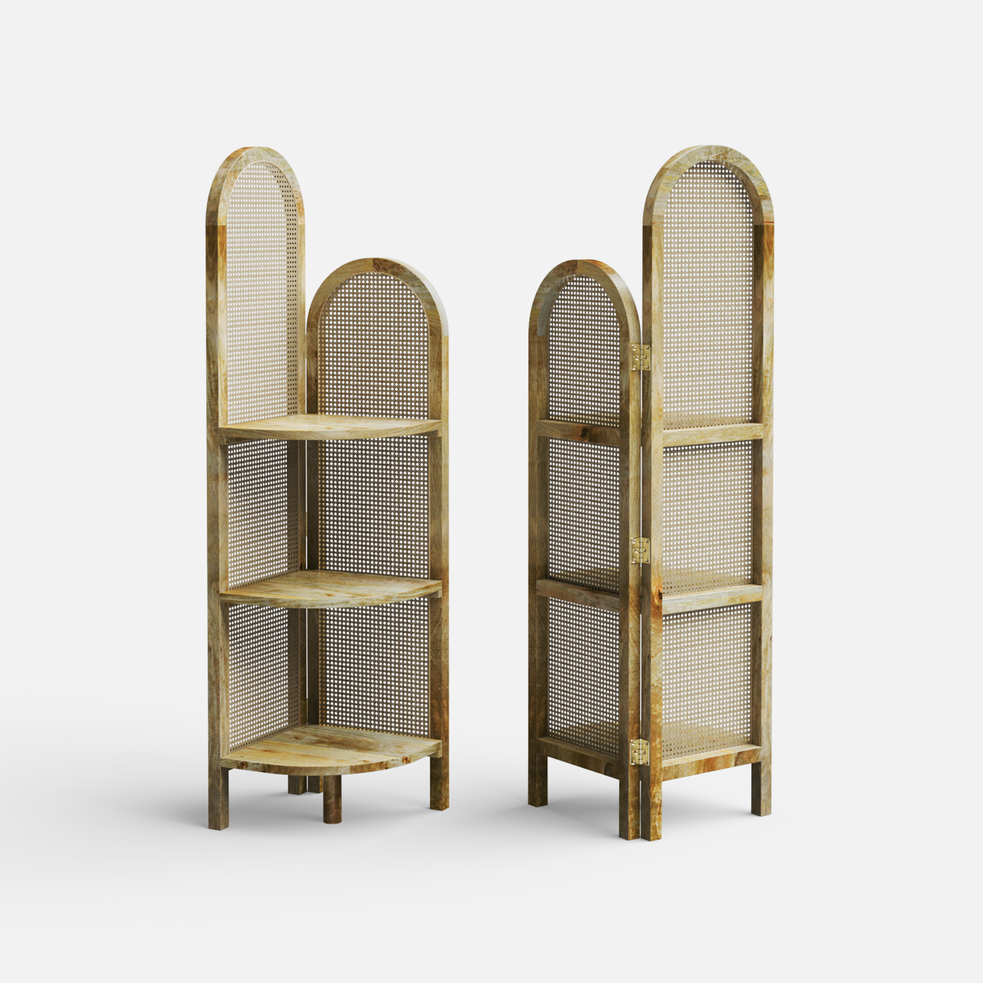 Chantel Rattan Corner Bookshelf - Crafts Mill Bespoke Furniture - Bookshelves