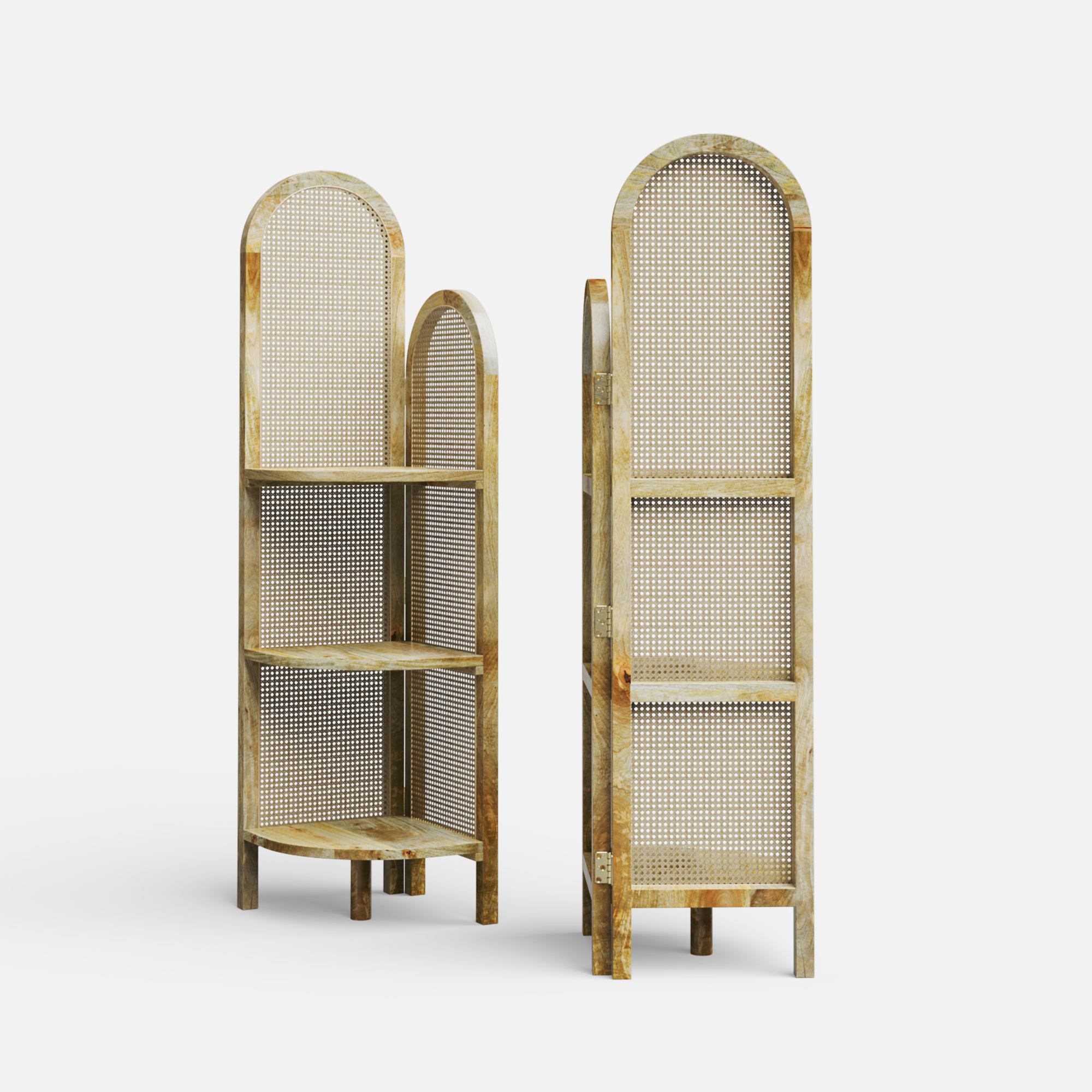 Chantel Rattan Corner Bookshelf - Crafts Mill Bespoke Furniture - Bookshelves