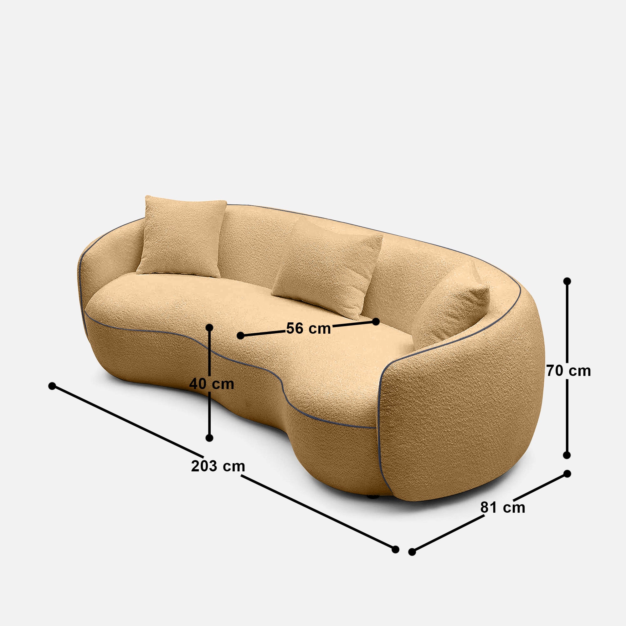 Mateo Curvy 3 Seater Sofa - 84" - Crafts Mill Bespoke Furniture - Sofas & Accent Chairs