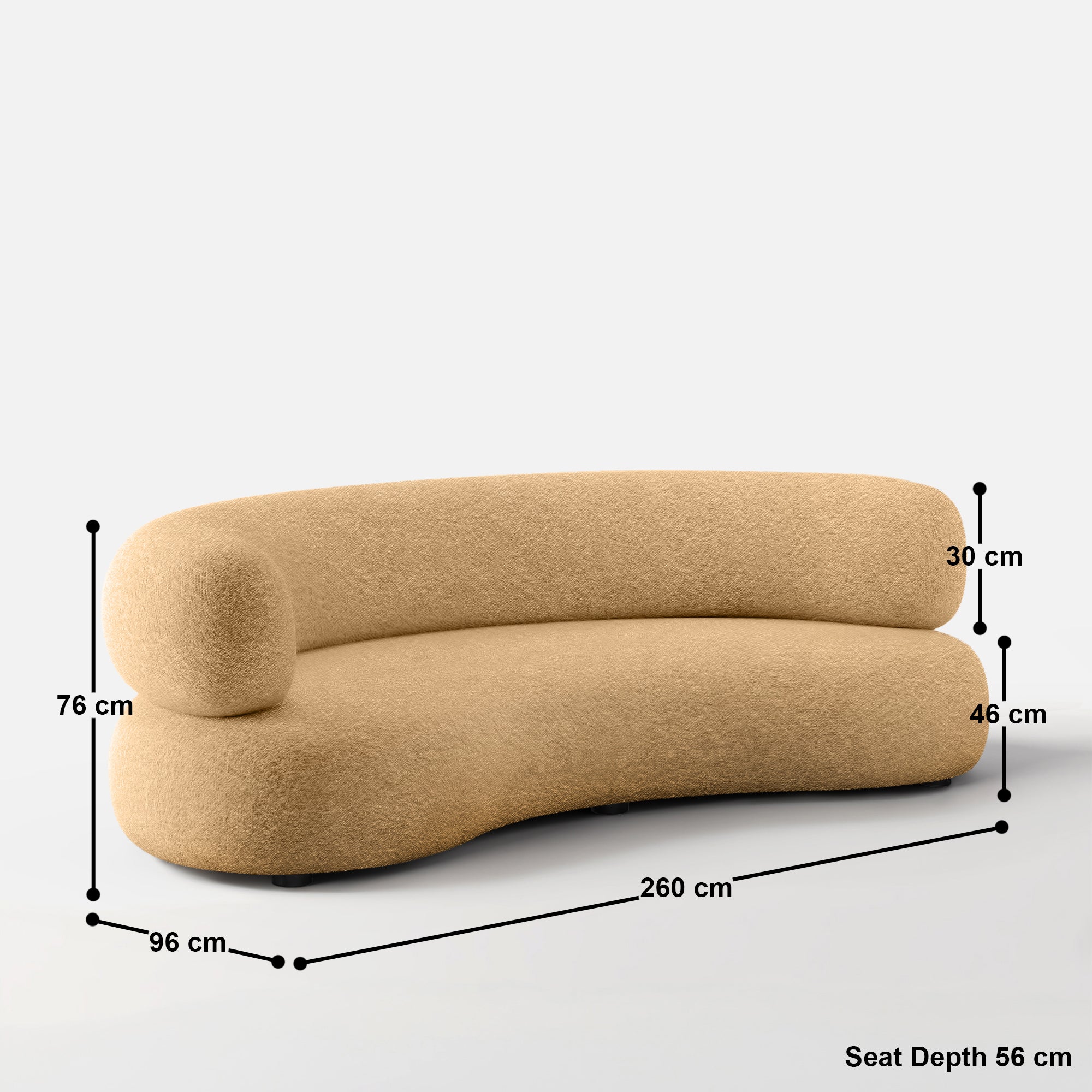 Eliza Curvy 3 Seater Sofa - 102”