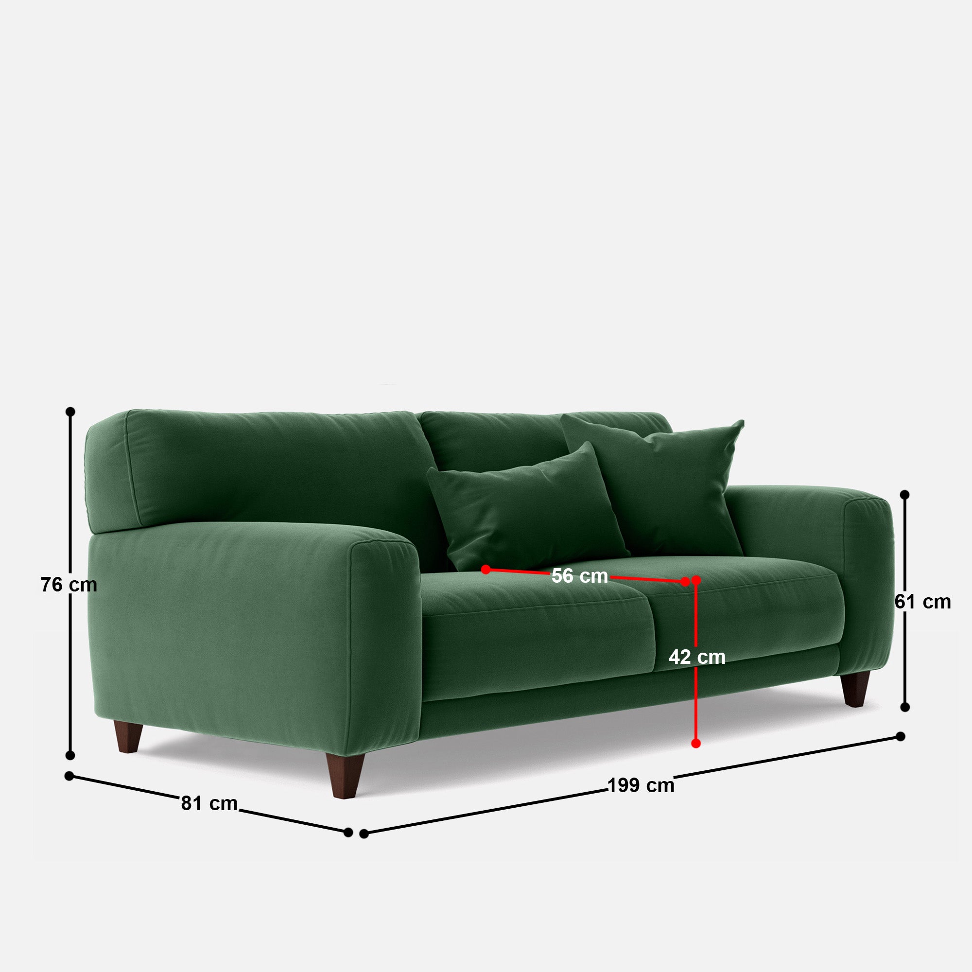 Edith 3 Seater Sofa - 78" - Crafts Mill Bespoke Furniture - Sofas & Accent Chairs